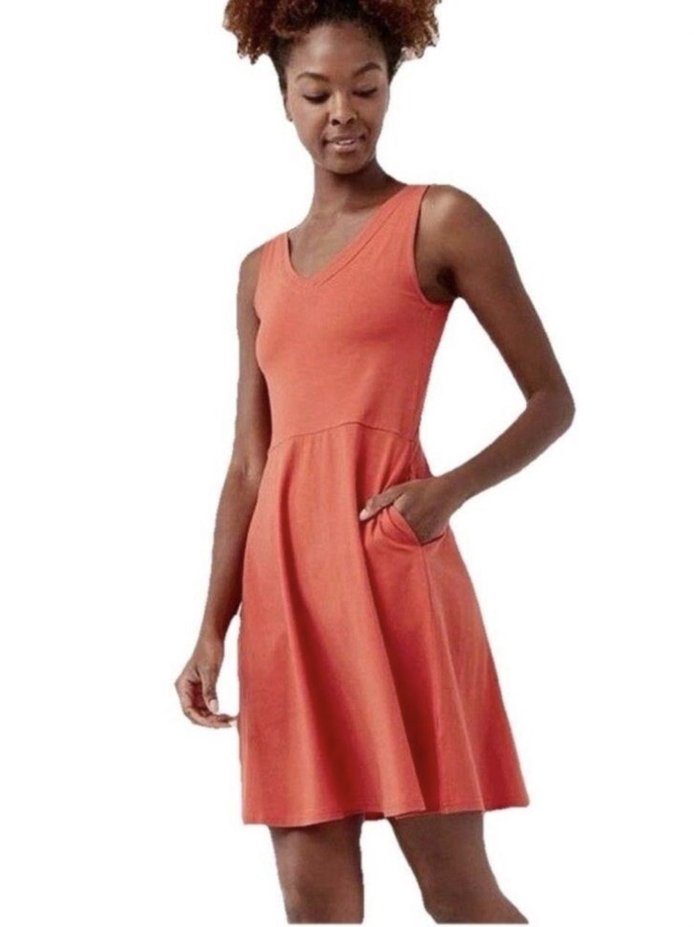 pact paprika double v-neck tank dress
